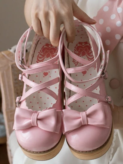 Lolita Toe Shoes Platform Round Sweet - Pink Peach