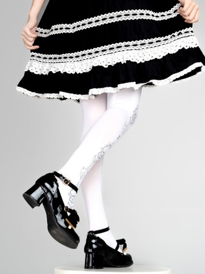 ホワイトプリントロリータタイツ