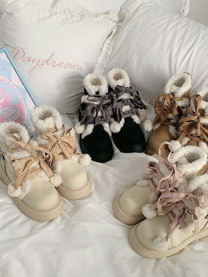 Snug Lining Sweet Fasteners with 5.5cm Gray Height Black in Versatile Boots Lolita