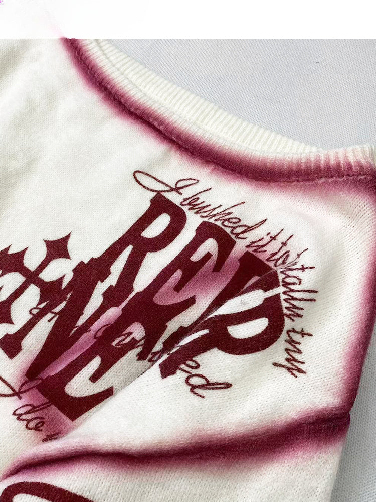 Christmas Letter Off-the-shoulder Neckline White Sweater