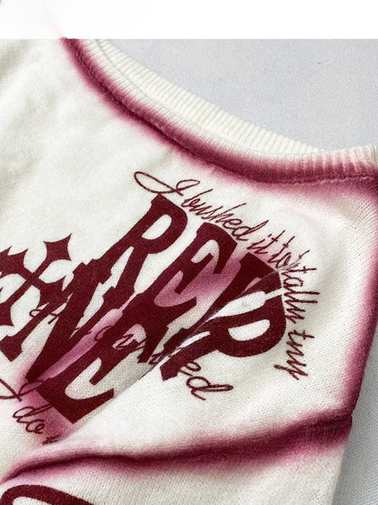 Christmas Letter Off-the-shoulder Neckline White Sweater