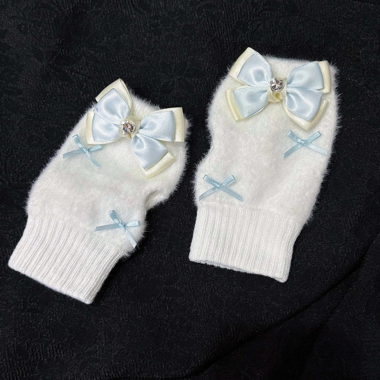 Accent Pink/Blue with Sweet Lolita Bow Rhinestone and White Gloves