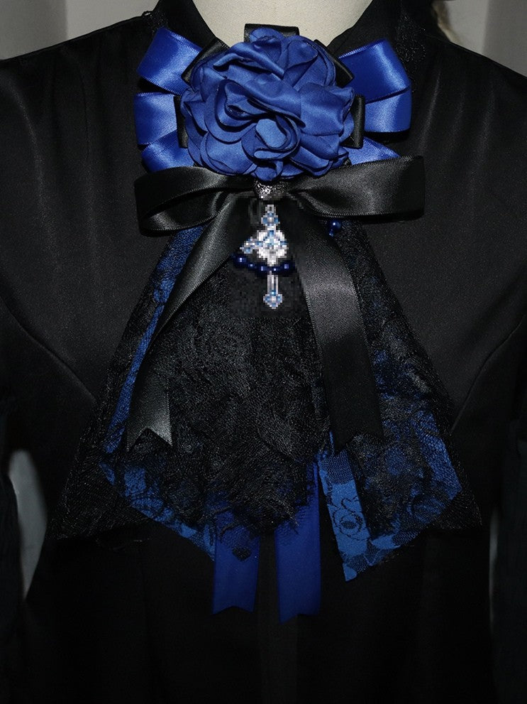 レーストリム 花柄 ホワイト/ブラック/ブルーカラー