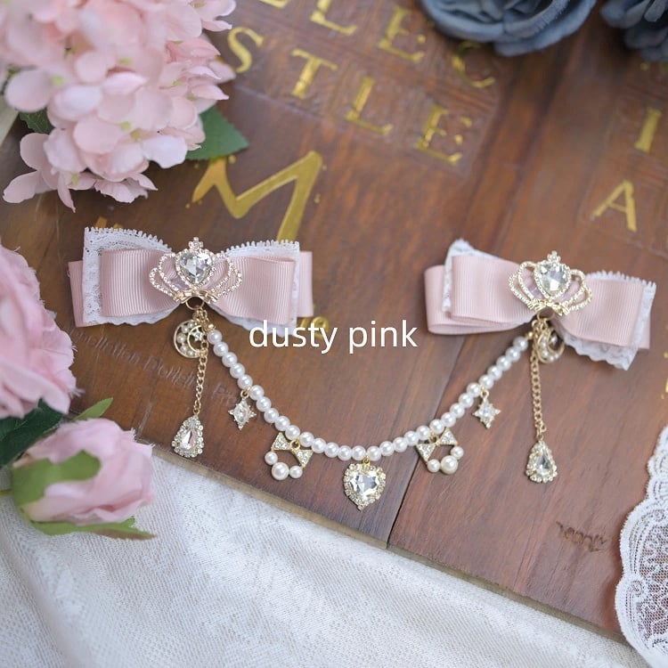 Jirai Chain with Colors Beaded Hairclips Bowknot Kei 6 Crown