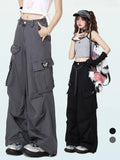 Chain Butterfly Gray Techwear Wide-leg with Cargo Pants Waist