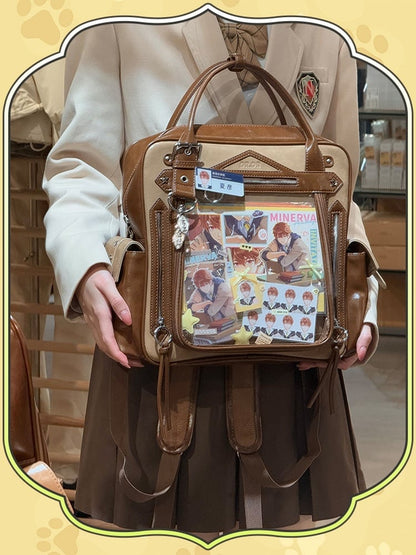 Capacity Kawaii Brown Style Ita Backpack Daily Large