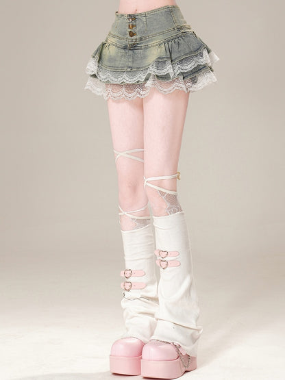 Trim Skirt Bittersweet Glamorous Distressed Blue Design Lace