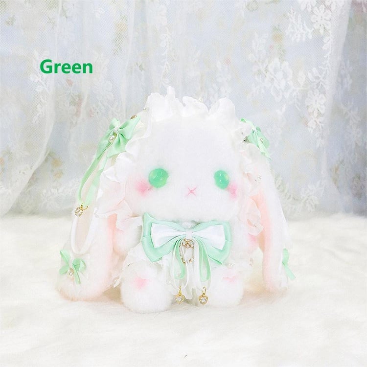 Bunny Bag 6 Heart Colors Decorated Plush Tassel Strap White Macaron with Convertible