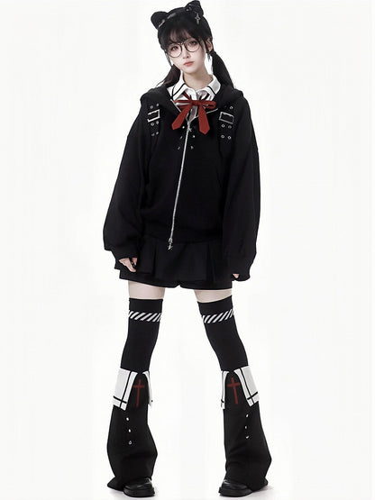 ベルト付きブラックミニ裏地付きスカート