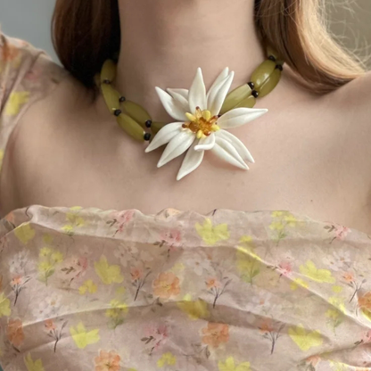 Beaded Design Necklace Y2K Floral