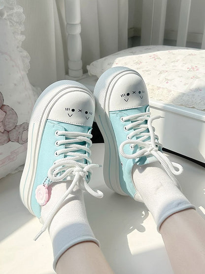 Sneakers-Removable Narutomaki ChainEmoticon Blue Lolita Sweet Platform Pattern