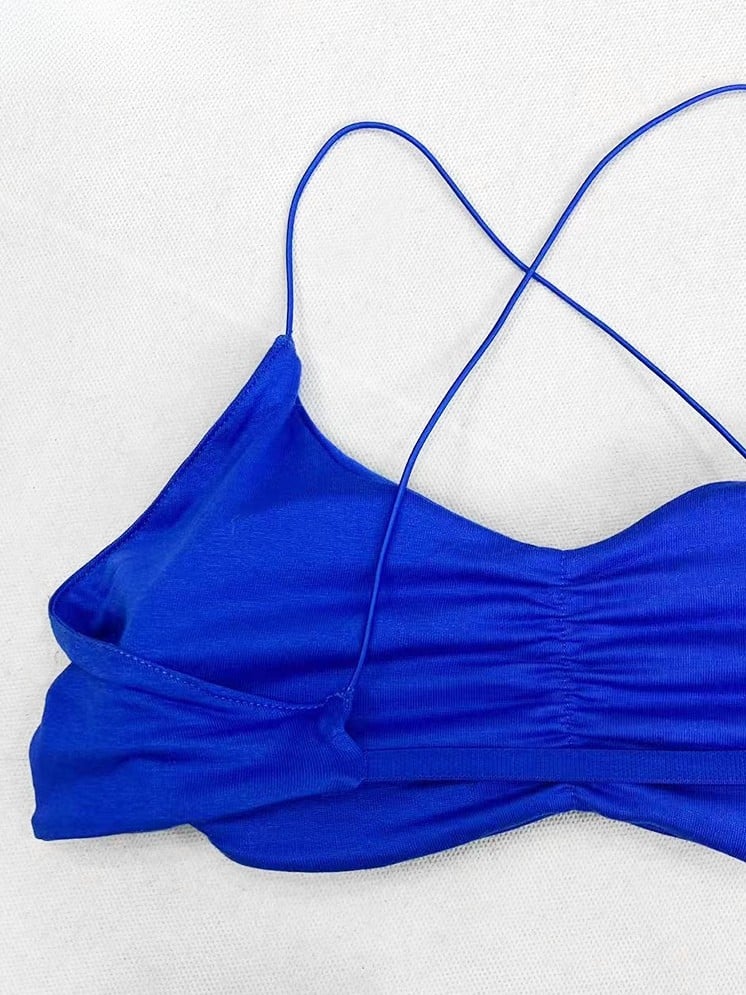 Glamorous With Sleeveless Slit Bittersweet Dress BlavkBlue Knee-high Blue Camisole