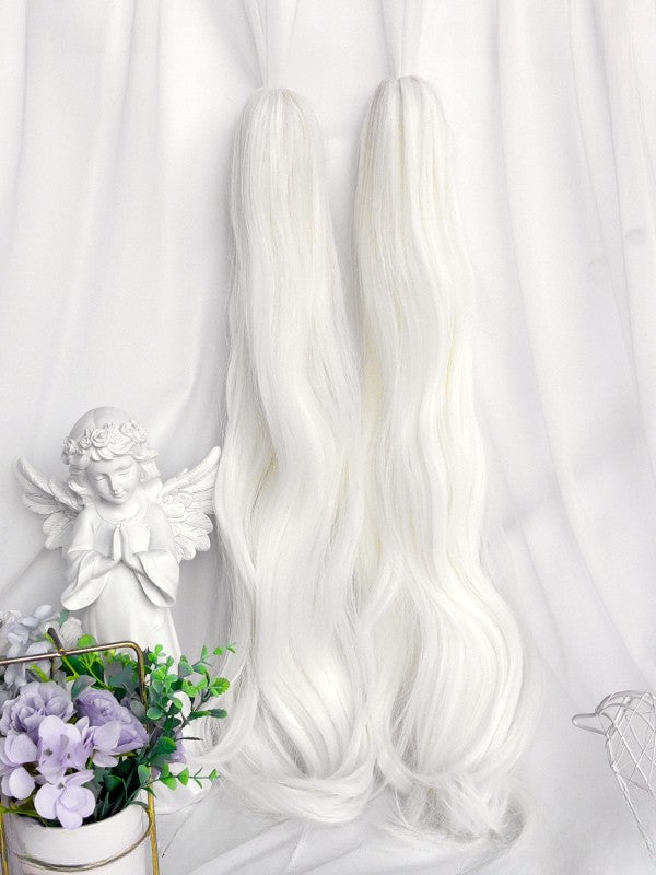 Claw White 62CM Double Length Wavy Ponytail Clips