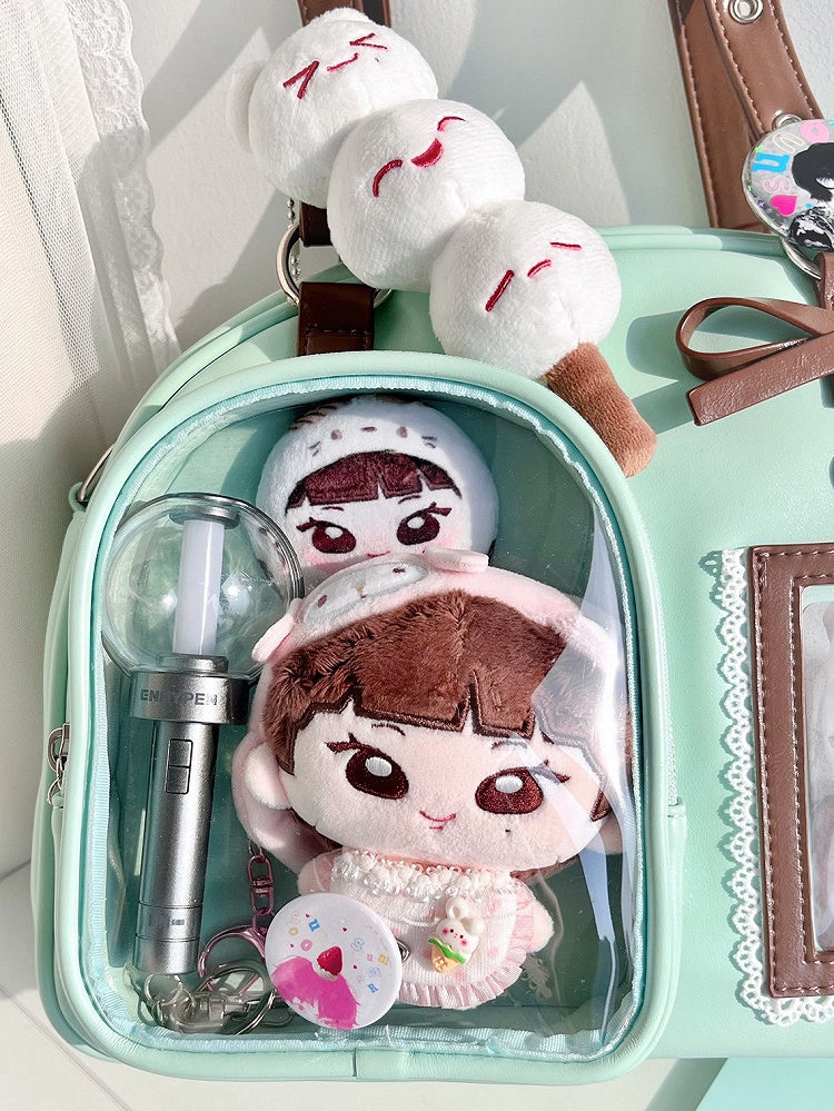 Ita Bow Brown Kawaii PU Mint Hand/Shoulder/Crossbody in Accents Bag Chocolate Daily Green Heart