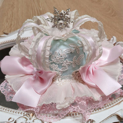 Pink Lace Clips Mint With Mini Crown Hat Green Lolita