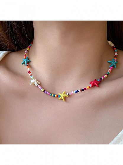Y2K Colorful Beaded Starfish Necklace - YSHXS