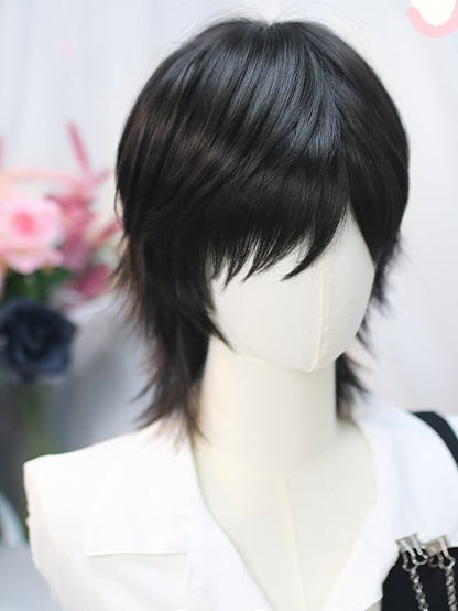 Kurze Ouji-Perücke, glatt, Schwarz/Weiß, 25–30 cm