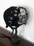 Bunny Bonnet Dark Lolita Print Schwarz