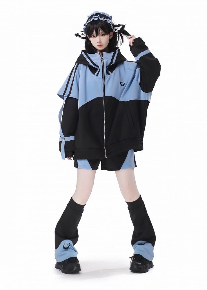 and Star Embroidery Black Warmers Blue Moon Leg