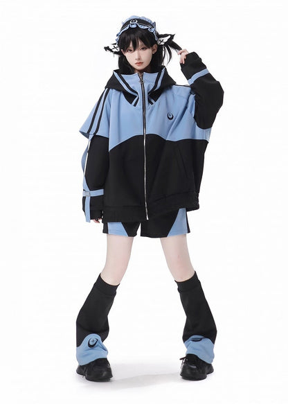 and Star Embroidery Black Warmers Blue Moon Leg