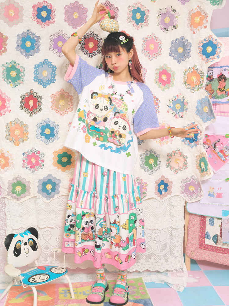 Weißes T-Shirt mit Panda-Print