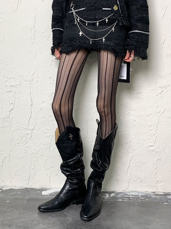 Tights Striped Pattern 6 Options Y2K Color