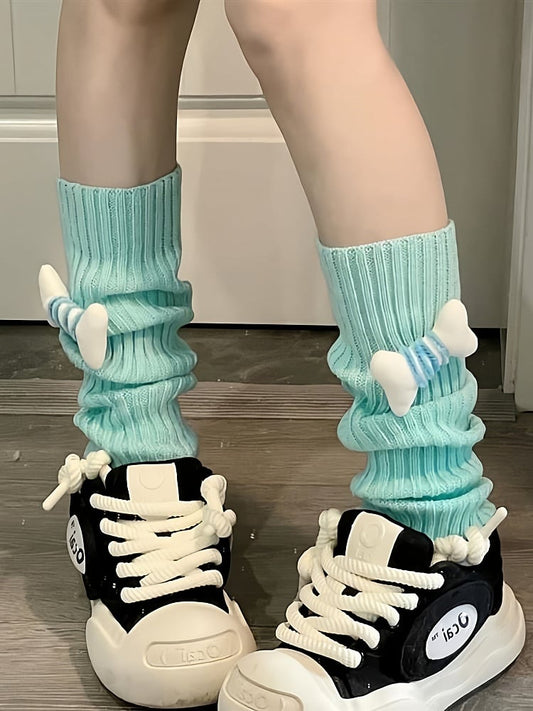 Leg Warmers Bone-Shaped Colors) (5 Accents Ribbed Knit with