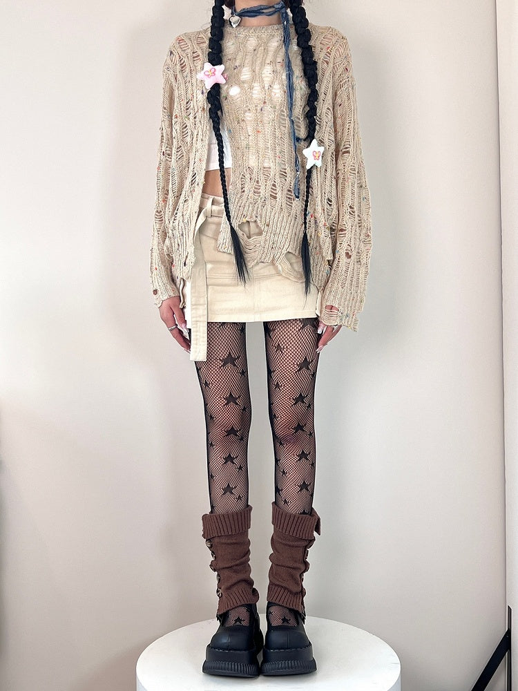 Star Small Large Black Pattern Tights