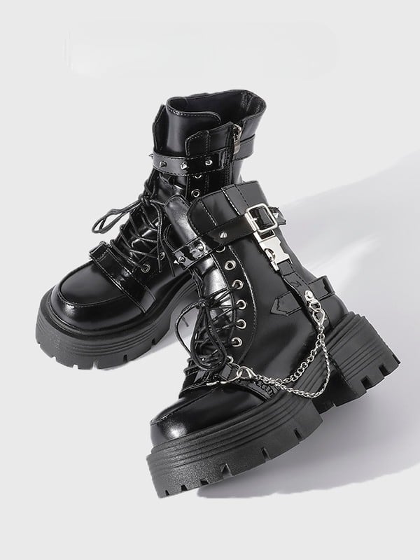 Martin Black Detachable Buckle Studded Strap - Punk with Charm Boots Chain