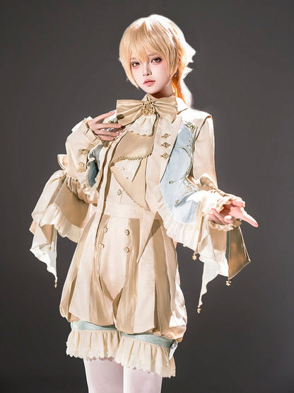 Champagne Ruffled Bishop Sleeve Ouji Lolita Blouse - Unknown Star