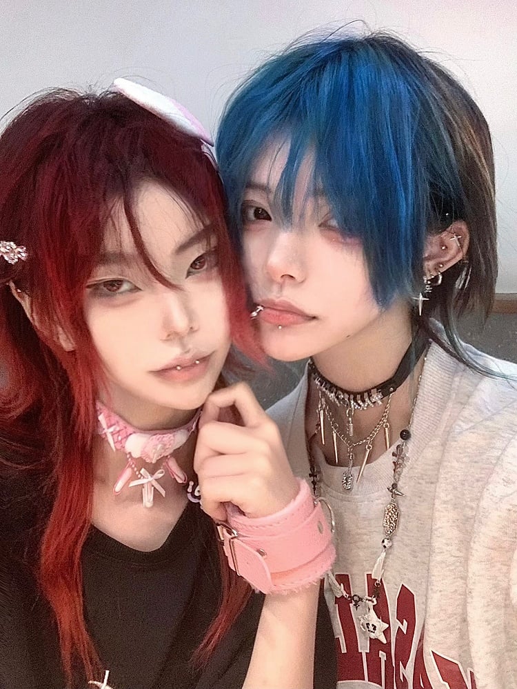 Rosa/Blau Yami Kawaii Bowknot Herz Kreuz Flügel Halsband