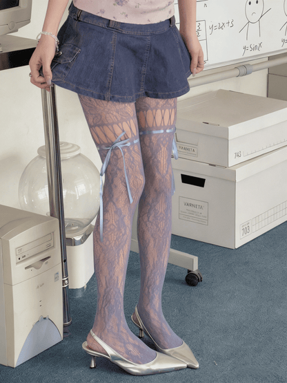 Options Design Color Y2K Bow Tights Ribbon Cut-out 6