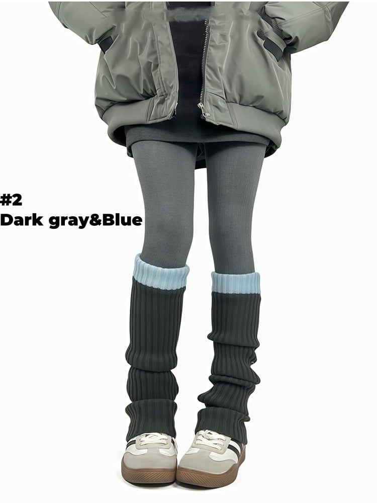 コントラストトリムニットレッグウォーマー