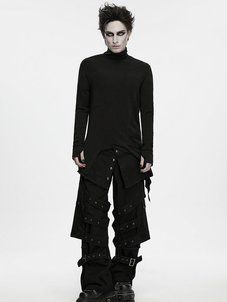 Shadow Turtle Neck Black Men's Gothic T-shirt - Punk Rave