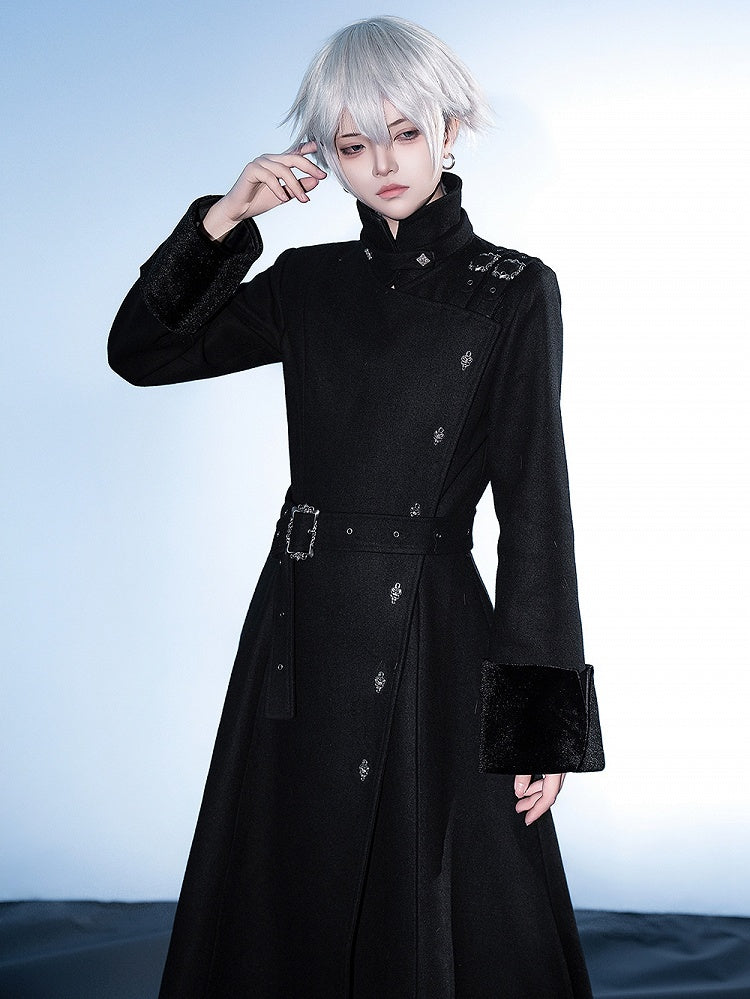 High Neck Coat Ouji Woolen Lolita Collar Stand Black