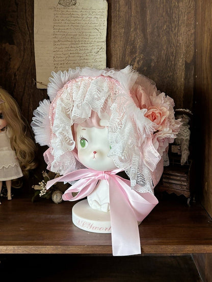 Rose Floral Flat Hat with Bead Accents - sedef