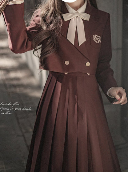 Embroidery JK Uniform Brown with Blazer Elegant Dove