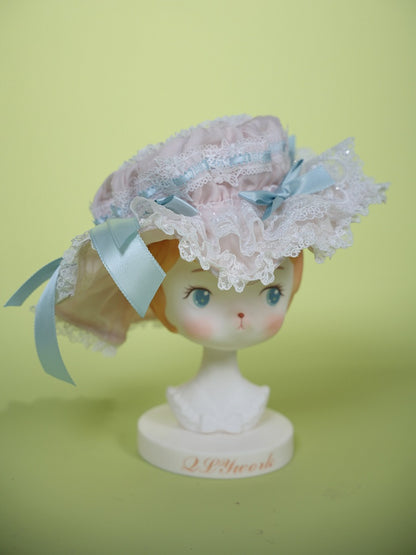 Lolita Hat with Bow Accents in Pink/Blue/White