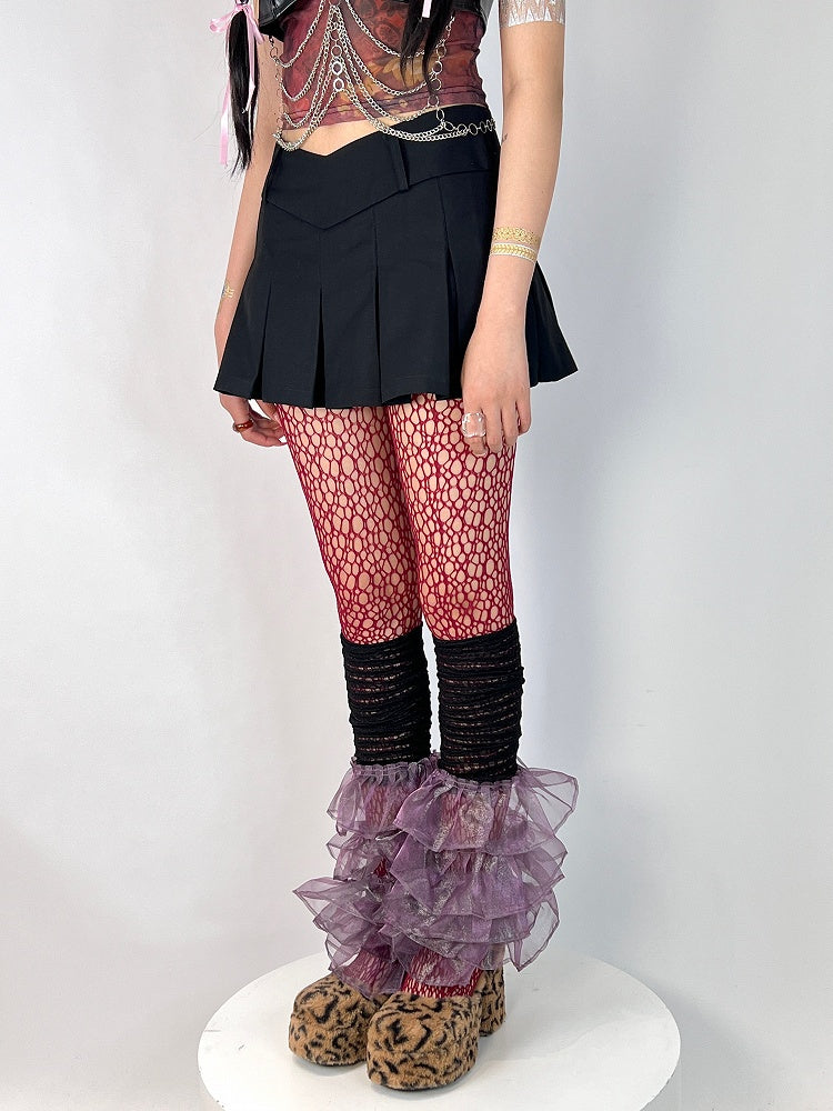 Ruffle Colors Warmers Lace Leg 6 Y2K Multi-Layer Design