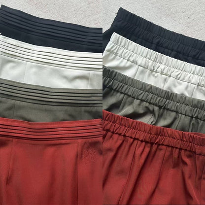 Chinese Hem Partial Waistband with - Mermaid Red Ruffle Style Elastic Skirt