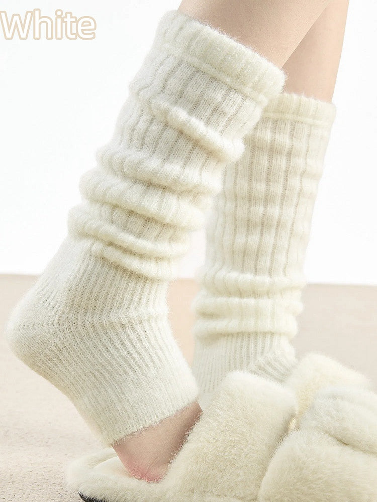 Knit Toe-Open Warmers Fuzzy 4-Color Leg