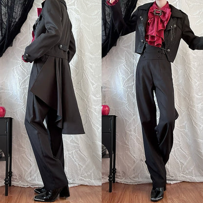 with Silver Train Buttons Black Detachable Accents Cropped Ouji and Jacket Chain Fashion
