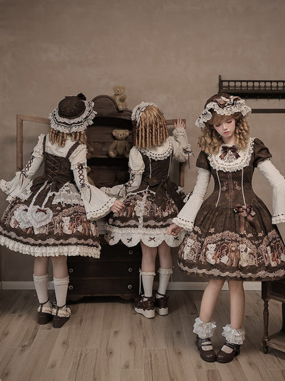 Brown Vintage Bow Train with Embroidered Detailing - Twin Bear Original Design