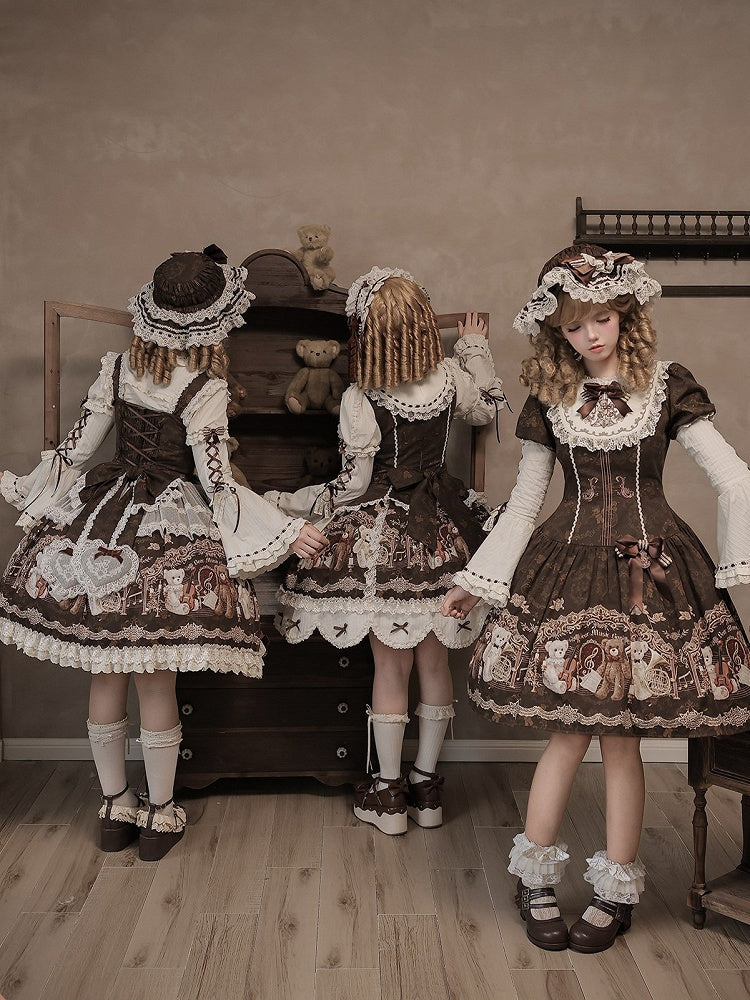 Brown Vintage Bow Train with Embroidered Detailing - Twin Bear Original Design