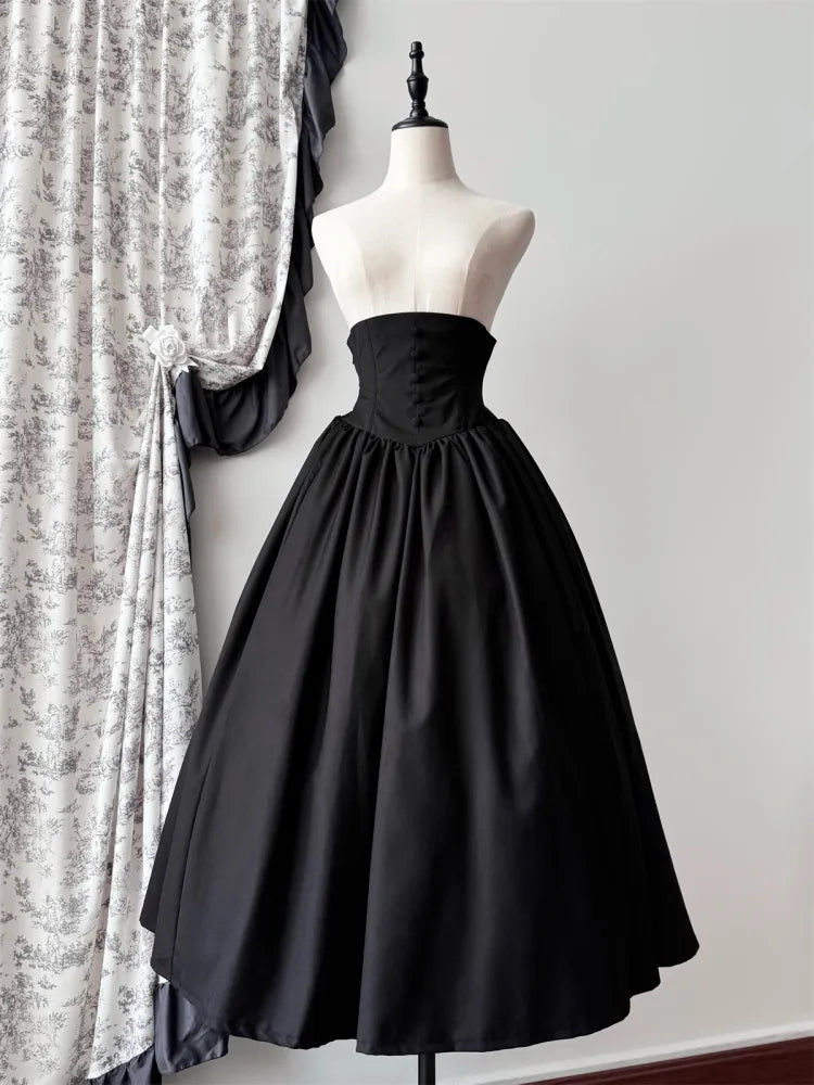 Waist High Gothic M Boned Skirt for Black Lolita Clearance 62-76cm - Aristocrat Size
