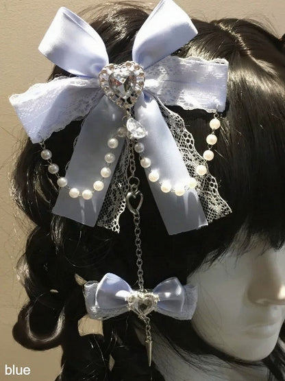 5-Color Gothic Bow Hairclip Heart Spike Decorations - fallen angel