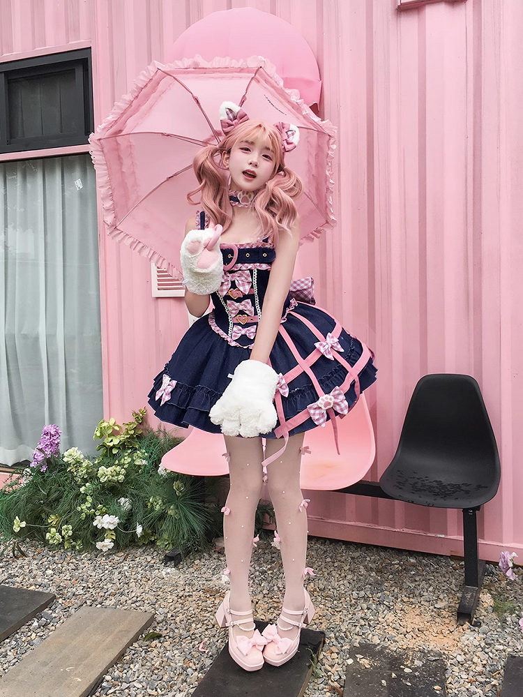 Pink Bowknot Plush Kitty Ears Hairclips