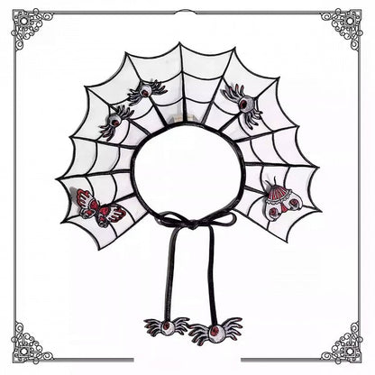 Spider Large/Small and Hairclip/Brooch Red Black Embroidery