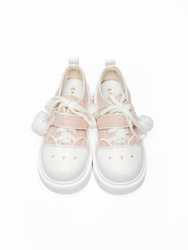 Print Pink Y2K Cute Platforms Fastener Hybrid Velcro Lace Heartbeat with Kitty