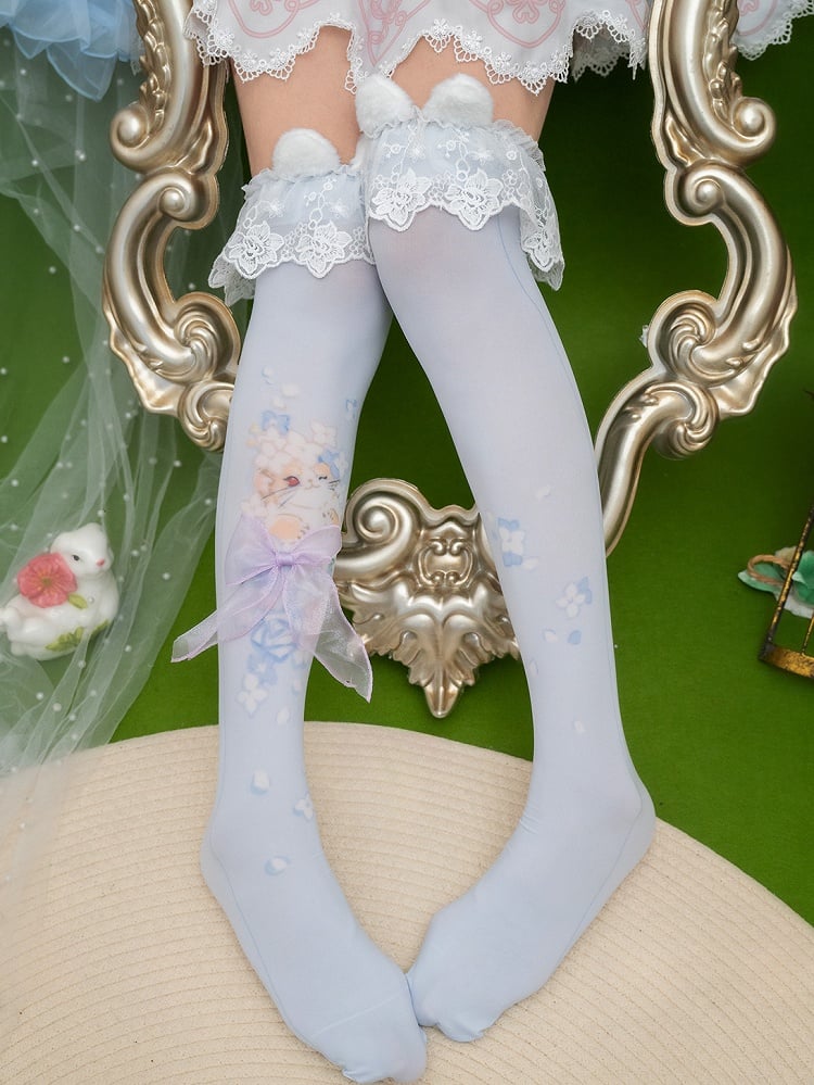 Süße Lolita Overknee-Strümpfe mit Animal-Print